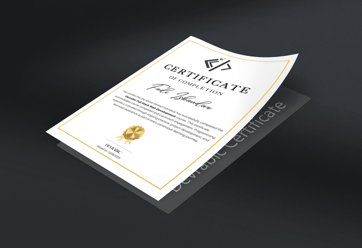Devrabic Full Stack Web Development Certificate